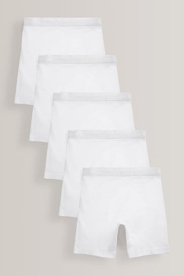 White 5 Pack Long Leg Shorts (2-16yrs)