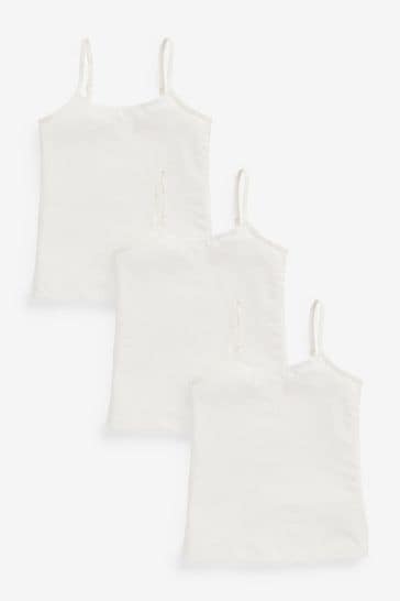 Cream 3 Pack Elastic Strappy Cami Vests (1.5-16yrs)