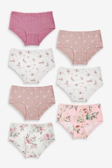 Pink Floral 7 Pack Hipster Briefs (2-16yrs)