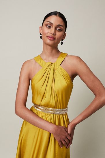 Phase Eight Yellow Vanessa Beaded Belt Maxi Dress