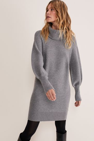 Gray turtleneck sweater dress top