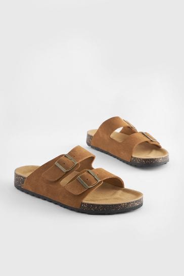 Tan double strap sandals sale
