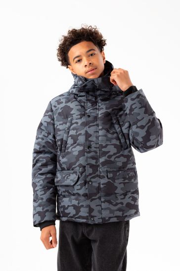 Buy Hype. Boys Black Mono Camo Short Padded Arm Crest Jacket from