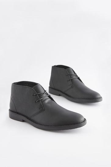 Black Leather Desert Boots