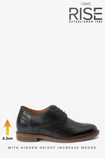 Black Rise - Added Height Mens Contrast Sole Leather Brogues