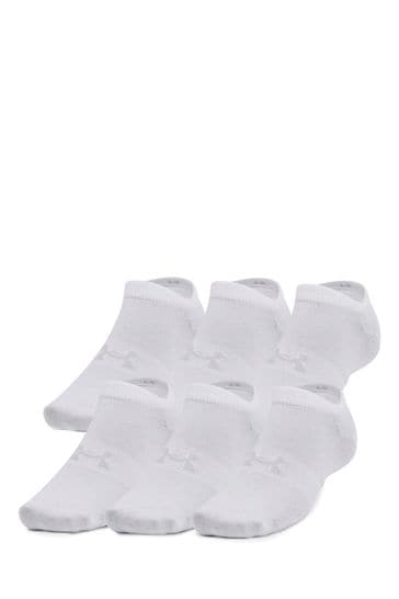 Under Armour White Under Armour Essential No Show Socks 6 Pack