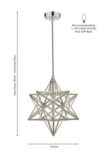 Laura Ashley Polished Silver Star Single Pendant Ceiling Light