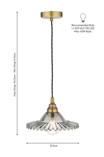 Laura Ashley Aged Brass Pippa 1 Light Smoked Glass Pendant Ceiling Light