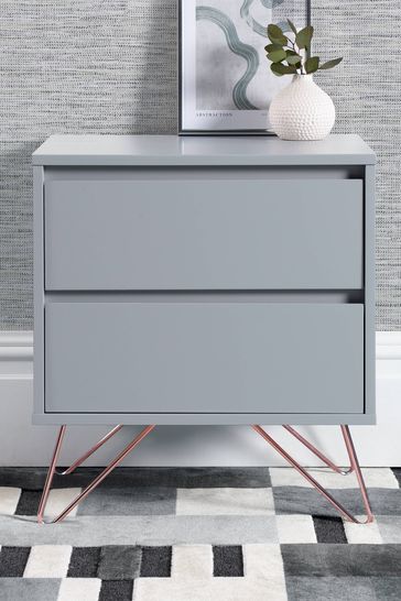Elona bedside table grey and discount copper