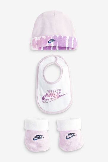 Nike Pink 3 Piece Baby Bib Gift Set