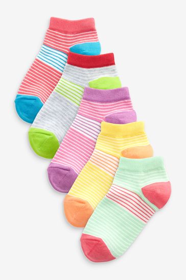 Multi 5 Pack Cotton Rich Bright Stripe Trainer Socks