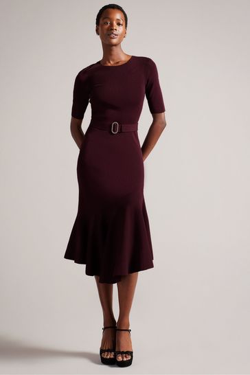 Buy Ted Baker Samalee Red Knitted Midi Dress With Flippy Skirt from Next Netherlands