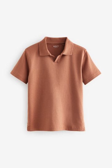 Rust Brown Revere Collar Short Sleeve Polo Shirt (3-16yrs)