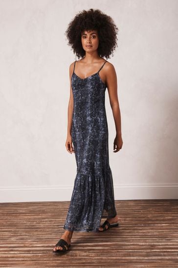Buy Mint Velvet Blue Jenna Print Tiered Maxi Dress from Next Ireland