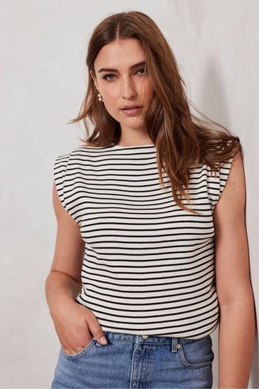 Mint Velvet Natural Stripe Extended Sleeve T-Shirt