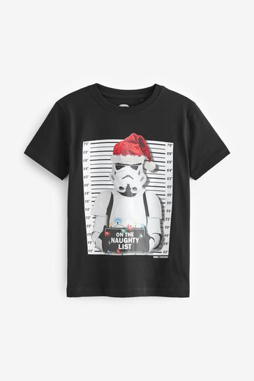 Stormtrooper Black Short Sleeve Christmas T-Shirt (3-16yrs)