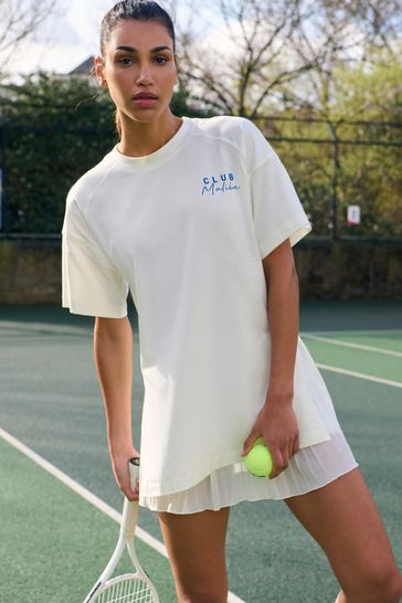 Buy Ecru White Oversized Jersey 100 Cotton T Shirt from Next Turkey