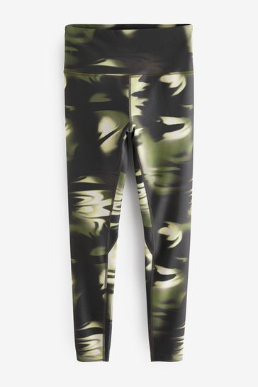 Khaki Green Print Active Yoga Leggings