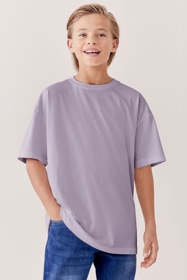 Lilac Purple Oversized Cotton Short Sleeve T-Shirt (3-16yrs)