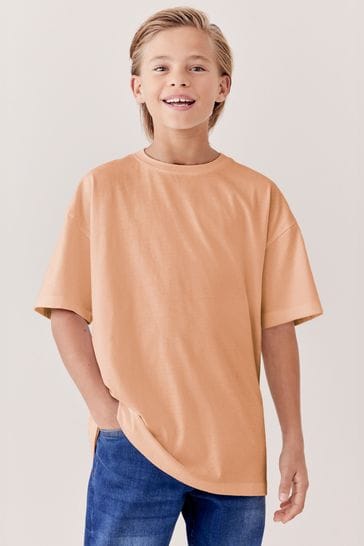 Orange Peach Oversized Cotton Short Sleeve T-Shirt (3-16yrs)