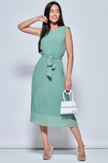 Buy Jolie Moi Green Hayes Pleated Chiffon Midi Dress from Next