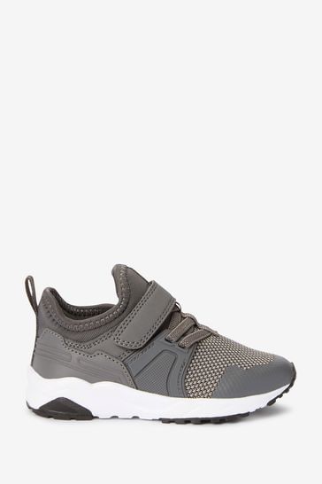 Grey Elastic Lace Trainers