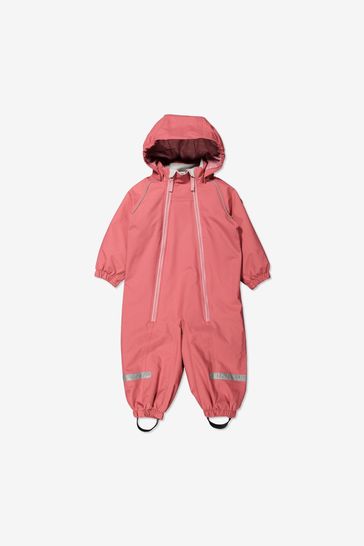 Polarn O Pyret Pink Waterproof Fleece Lined Rainsuit