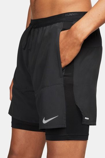 Buy Nike Black Dri FIT Stride 5 Inch 2 in 1 Running Shorts from