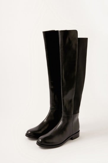 Monsoon Black Olivia Leather Over-the-Knee Boots