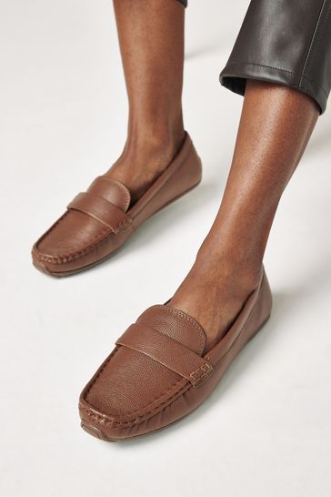 Dark Brown Regular/Wide Fit Forever Comfort® Leather Driver Shoes