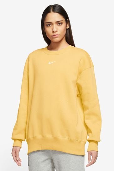 Nike Yellow Oversized Mini Swoosh Sweatshirt