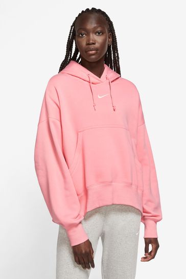 Nike Mid Pink Oversized Mini Swoosh Hoodie