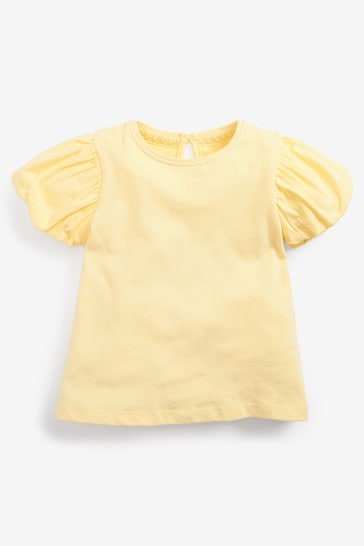 Yellow Cotton Puff Sleeve T-Shirt (3mths-7yrs)