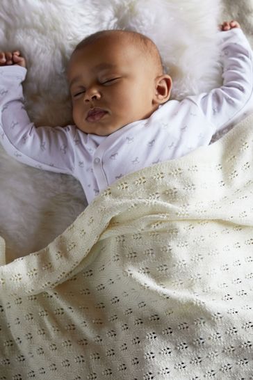 The Little Tailor Cotton Pointelle Baby Blanket