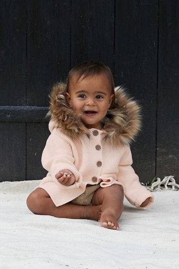 The Little Tailor Baby Faux-Fur Trimmed Hooded Jacket