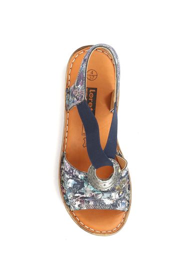 Buy Loretta Ladies Blue Wide Fit Leather Slingback Sandals from