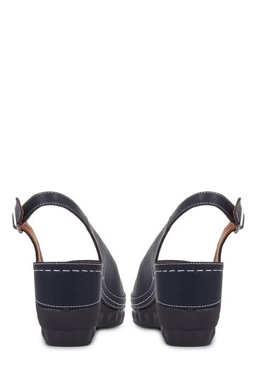 Pavers Blue Wide Fit Wedge Sandals