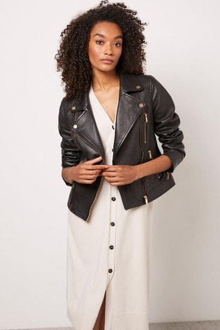 Mint velvet black leather jacket top