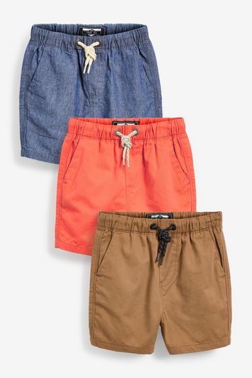 Sunset Orange 3 Pack Pull-On Shorts (3mths-7yrs)