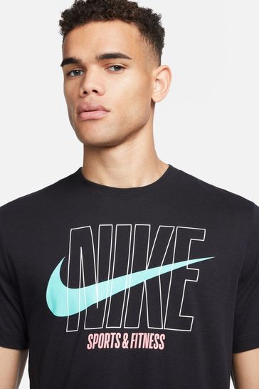 Buy Nike Black Dri FIT Large Graphic Training T Shirt from Next