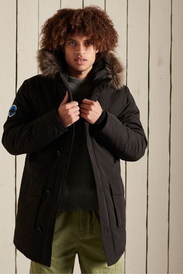 Mens Clothing Coats Short coats Superdry Sport Everest Down Snow Parka Coat Black for Men 