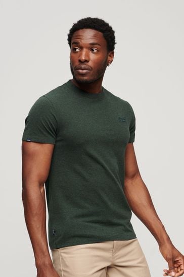 Superdry Campus Green Grit Organic Cotton Vintage Embroidered T-Shirt