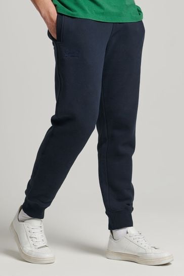 Superdry Blue Cotton Vintage Logo Embroidered Joggers