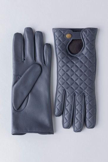Lakeland Leather Navy Tarn Leather Quilted Gloves