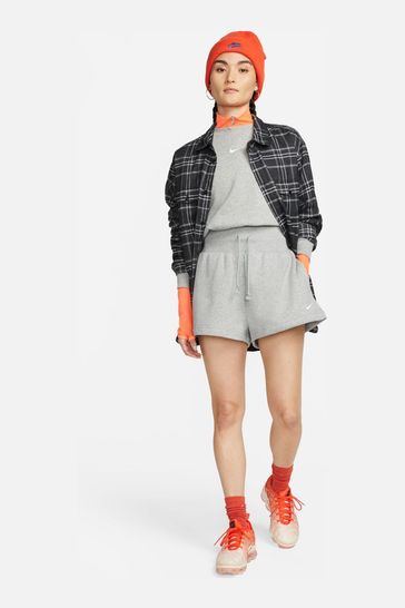 Buy Nike Grey Phoenix Fleece High Waisted Shorts from Next Luxembourg