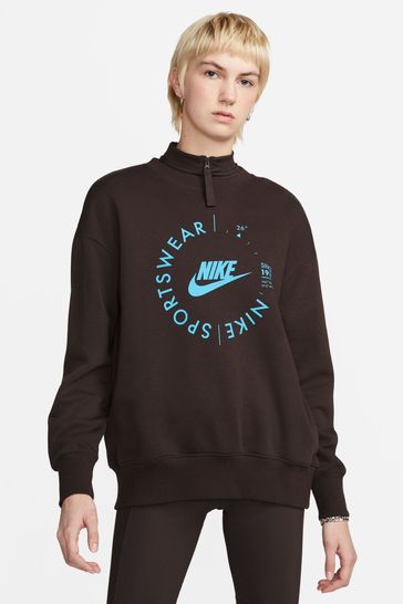 Nike Dark Brown Oversized Crew Neck Sweatshirt