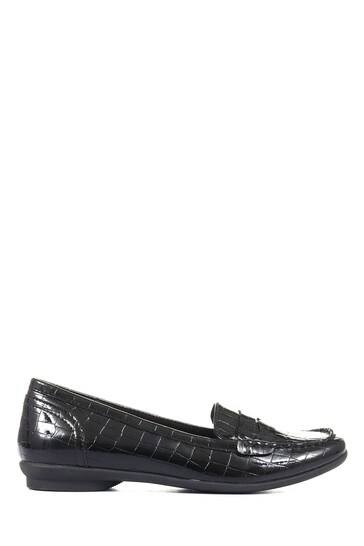 Pavers Womens Moc Croc Penny Loafers