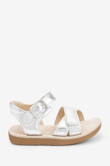 Silver Leather Wide Fit G Little Luxe Sandals