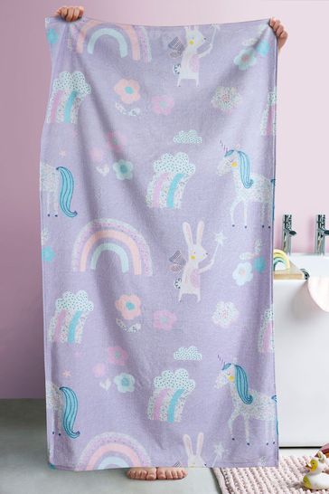 Lilac Purple Children's Unicorn Towel
