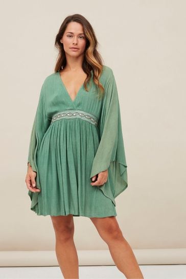 NKN Nekane Olia Wide Sleeve Green Mini Dress